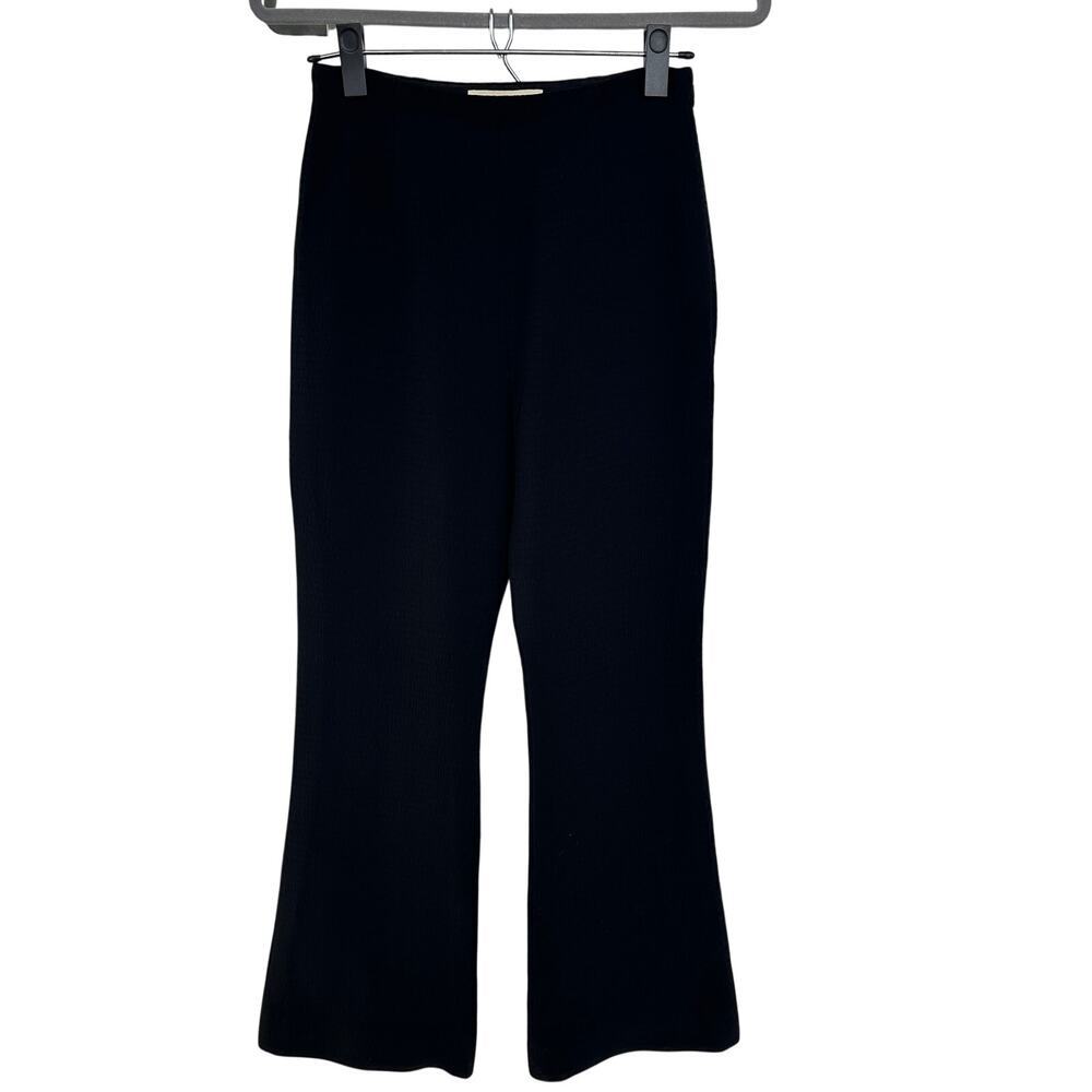 Vintage Escada Wool Stretch Black Textured Wide Leg Dress Pants, Size 34, EUC